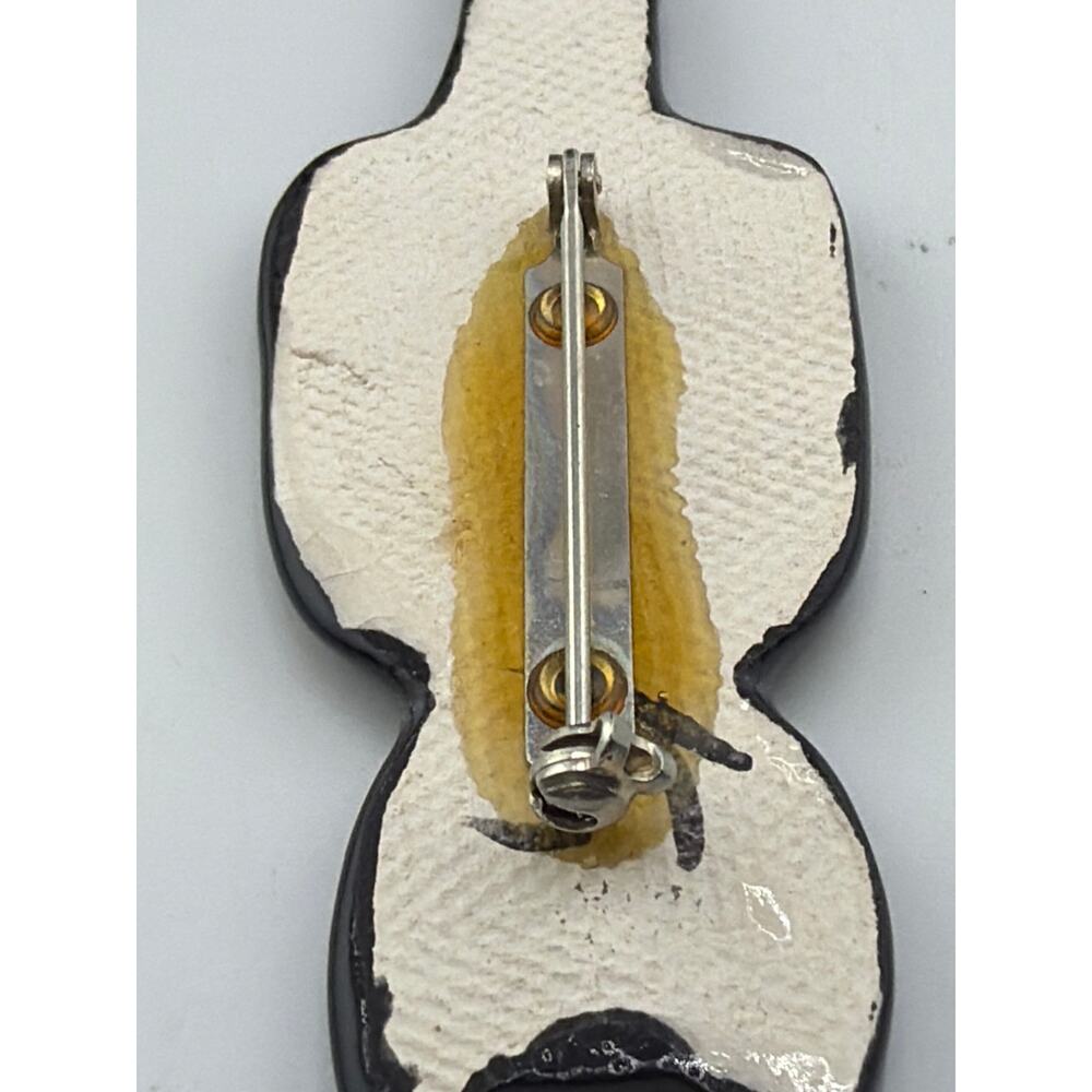 Vintage Frantic by Kay Sheen Art Designs Handcrafted Ceramic Cat Clock Brooch - Picture 4 of 5